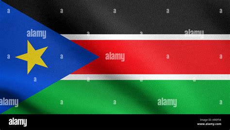 bandera de sudán del sur saludando con textura de tela fotografía de stock alamy