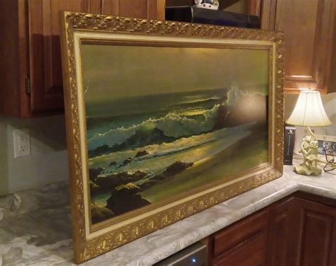 Robert Wood Golden Surf Large Vintage Print Painting 54 × 30 Gold