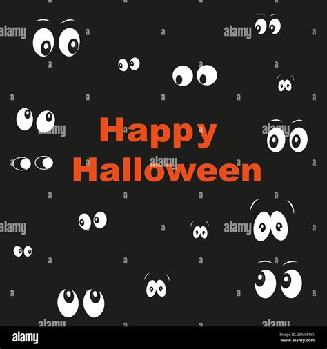 Happy Halloween Greeting Card With Glowing In The Dark Eyes Vector