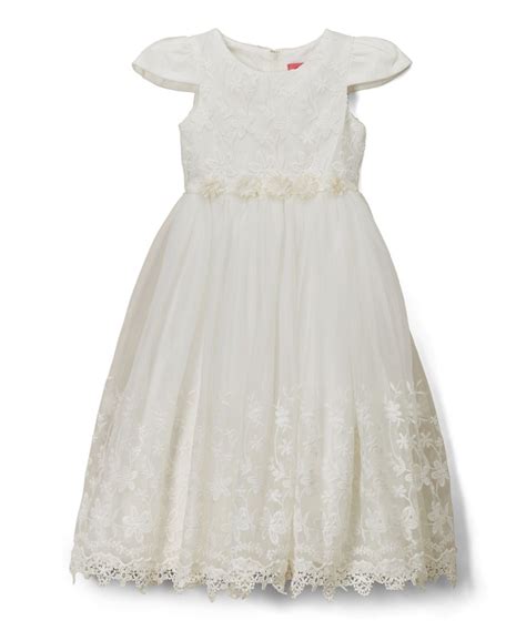 Ivory Floral Lace Cap Sleeve Dress Toddler And Girls Toddler Girl