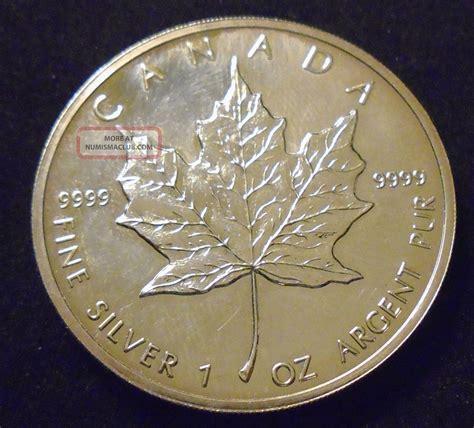 1999 Canada 5 Dollars Maple Leaf 9999 Fine Silver Coin