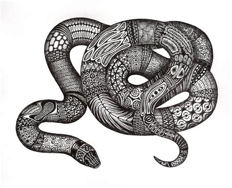 I Finished My Snake Doodle Today Done With A Pen And Pencil Rsnakes