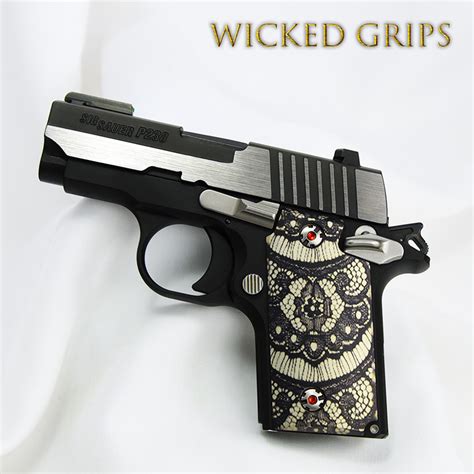 Sig Sauer P238 Custom Grips Black Lace Wicked Grips Custom