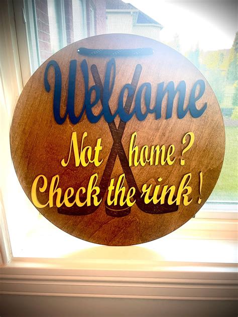 Hockey Welcome Sign Welcome Not Home Check The Rink Etsy Canada