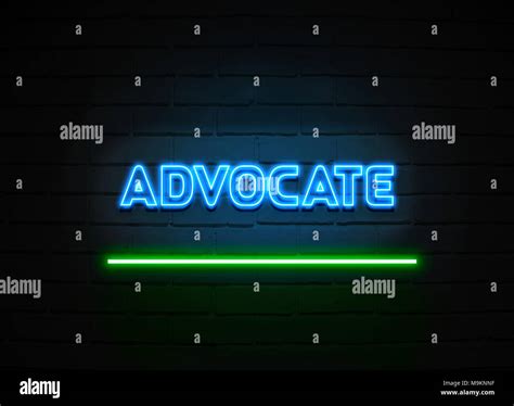 Advocate Neon Sign Glowing Neon Sign On Brickwall Wall 3d Rendered