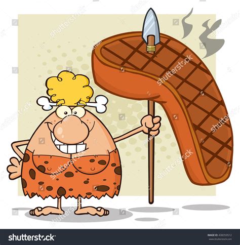 Happy Blonde Cave Woman Cartoon Mascot Stock Illustration 438359512