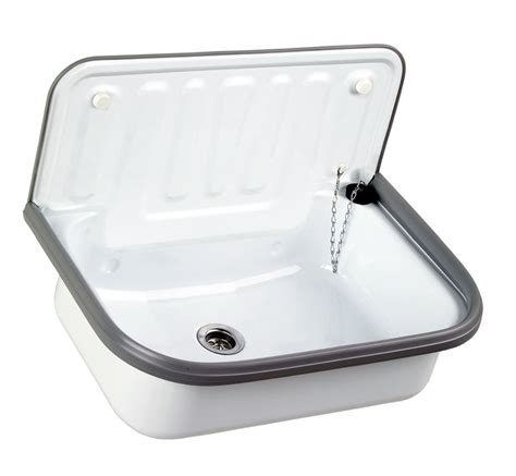 Guten morgen, habe seit jahren einen garten ohne toilette. Weißes Waschbecken für draussen, Garten, Keller ...