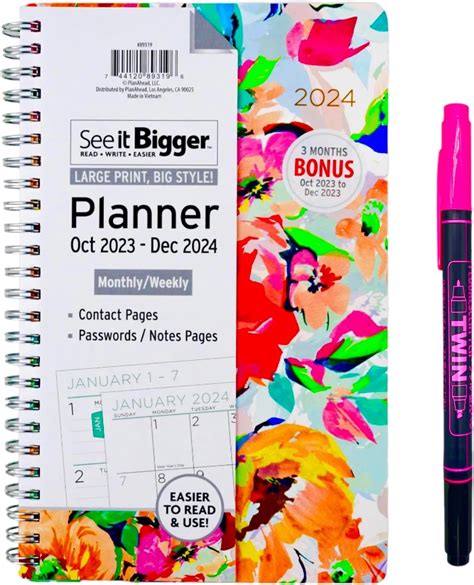 Amazon.com : PlanAhead See it Bigger Year Round 2024 Daily Hourly Time