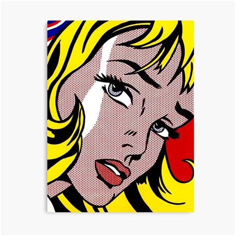 Pop Art Girl Face Roy Lichtenstein Poster Canvas Print Wooden