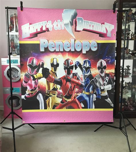 Pink Power Rangers Ninja Steel Birthday Party Backdrop Personalized Pr
