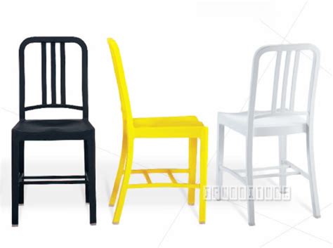 The emeco inspired navy chair is a sturdy metal chair. REPLICA NAVY Chair *ABS Plastic