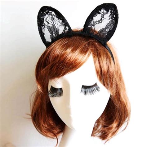 Black Lace Cat Ears Hairband Cosplay Fancy Dress Costume Masquerade