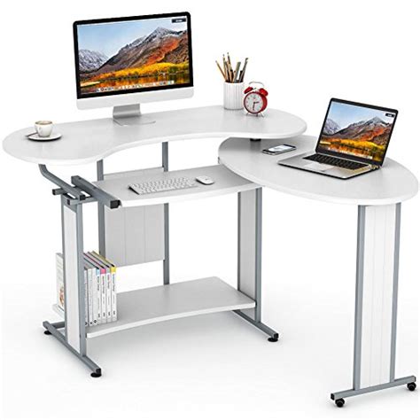The desk is the perfect size for small spaces. L-Shaped Computer Desk, LITTLE TREE Rotating Corner Desk ...