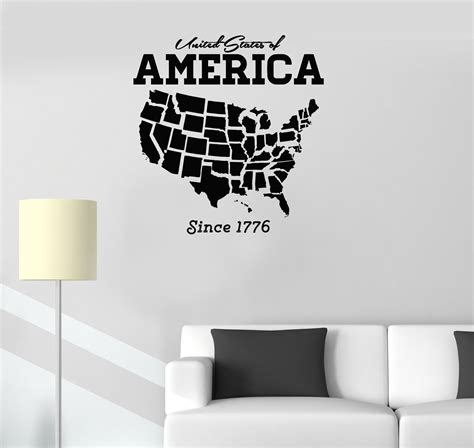 Vinyl Decal United States Of America Usa Map Decor Wall Stickers Unique