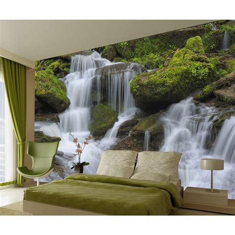 Waterfall And Rocks Wall Mural 315cm X 232cm Large Wall Murals