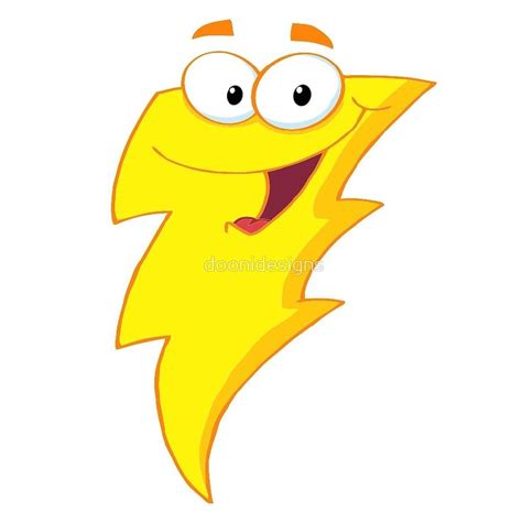 Silly Cute Cartoon Lightning Bolt Character By