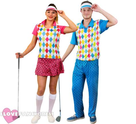Couples Golfer Costumes Golfing Fancy Dress Pub Golf Party Adult Sport Uniform Ebay