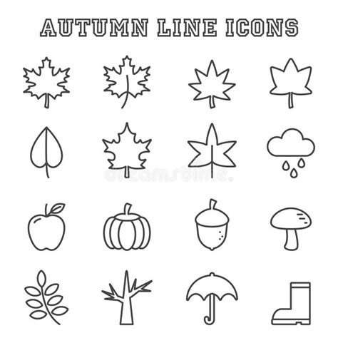 Autumn Line Icons Stock Vector Illustration Of Maple 71509704