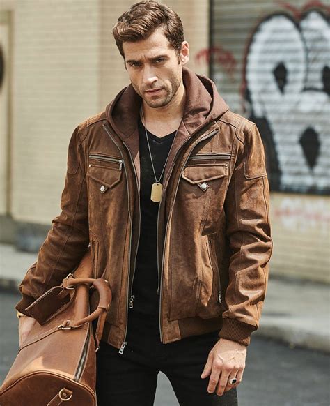 Hooded Brown Biker Jacket Leather Jacket Style Leather Jacket With