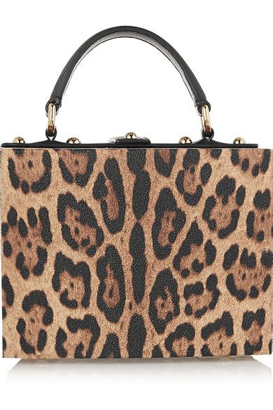 Dolce And Gabbana Dolce Small Leopard Print Textured Leather Shoulder