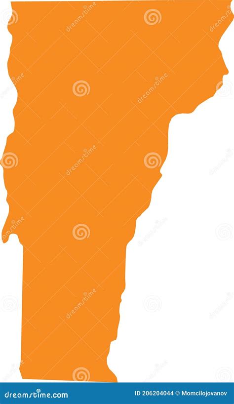 Orange Map Of Vermont Green Mountain State Stock Vector Illustration