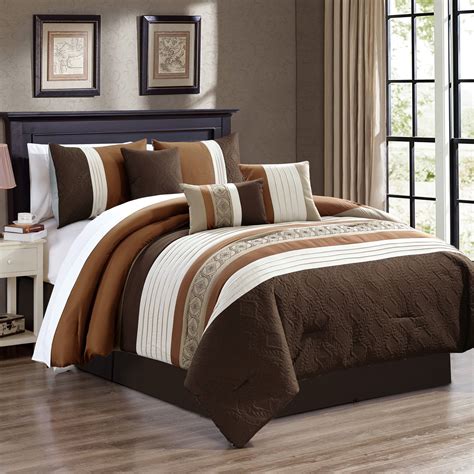 Unique Home Perlina 7 Piece Comforter Set Striped Medallion Bed In A