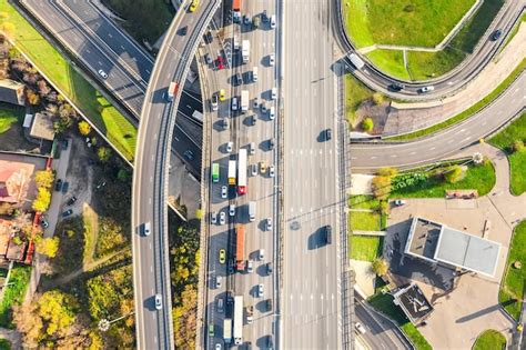 Premium Photo Aerial Drone View Of Road Interchange Or Highway