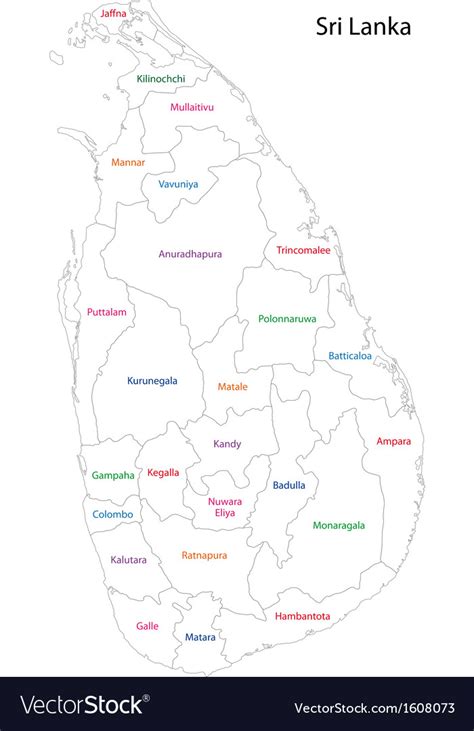 District Sri Lanka Map Outline