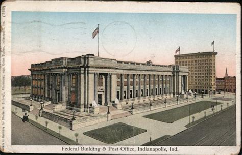 Federal Building And Post Office Indianapolis In Postcard
