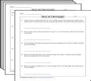 Children learn to identify the length and width of a rectangle, then use these to calculate the rectangle's area, in this geometry worksheet. Area of Rectangles Worksheets