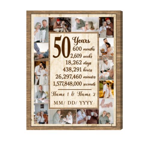 Customized 50th Wedding Anniversary Photo Collage Gold Anniversary