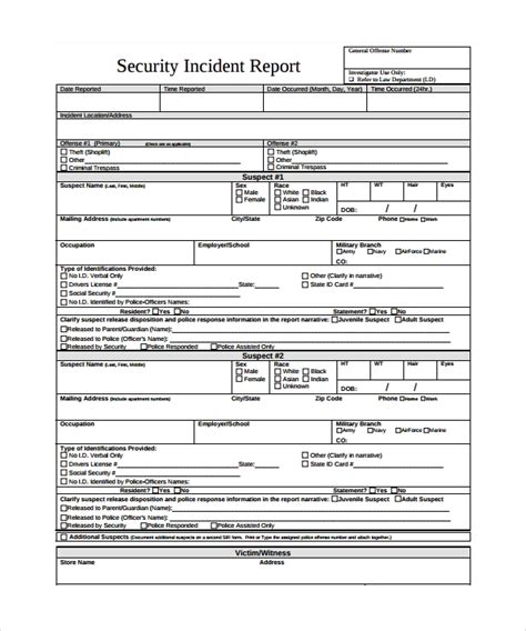 sample incident report templates   ms word pages