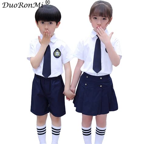 Children Cotton Japanese Korean Student School Uniforms Set Suit For