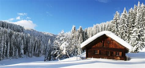 Nature Forest Winter Snow Panorama House Sky Clouds Relax