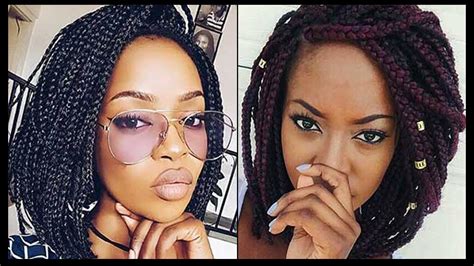 Black braided hairstyles for thin hair. SHORT BOX BRAIDS HAIRSTYLES FOR BLACK WOMEN || BOX BRAIDS ...