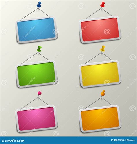 Colorful Blank Labels With Pins Template Stock Vector Image 48073054