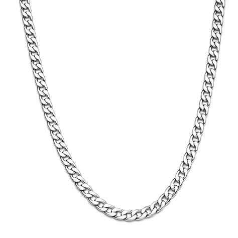 Buy Elekut 5 Mm Curb Silver Chain Flat Cuban Stainless Steel Jewelry
