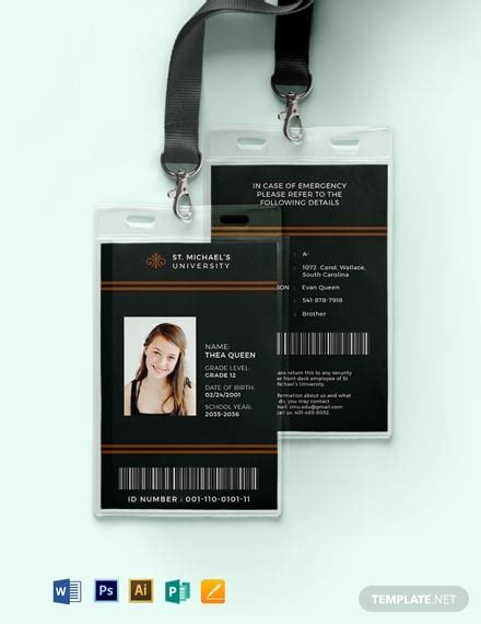 10 College Id Card Templates Illustrator Ms Word Pages Photoshop