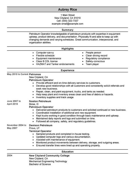 Petroleum Operator Resume Examples Production Livecareer