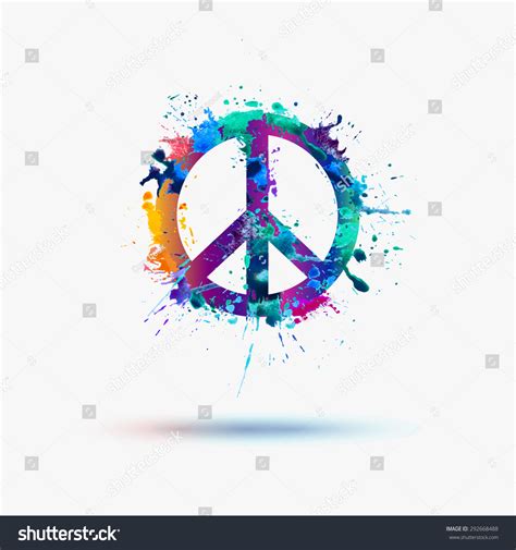 Vector Peace Symbol Watercolor Splashes Stock Vector 292668488