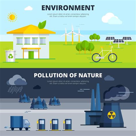 Environment And Pollution Banners Set 468138 Vector Art At Vecteezy