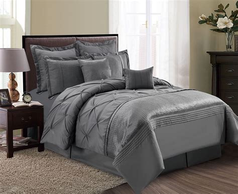 8 Piece Aubree Pinched Pleat Gray Comforter Set Blue Comforter Sets