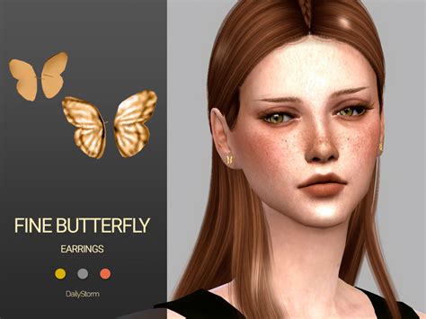 The Sims Resource Fine Butterfly Earrings