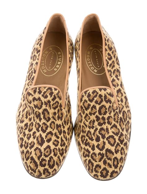 Stubbs And Wootton Leopard Print Smoking Slippers Shoes Wws20905