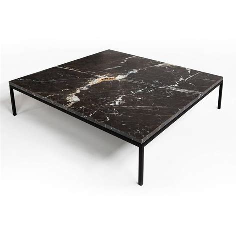 Found Square Coffee Table In Black Marble And Black Steel At 1stdibs