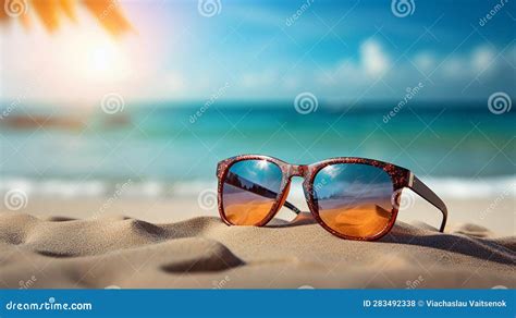 Sunglasses On The Sand At The Beach Stock Illustration Illustration Of Realistic Colorful