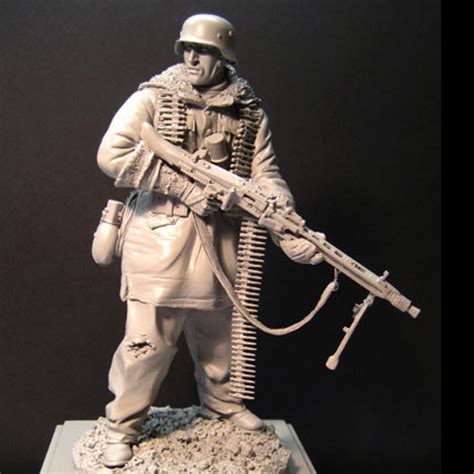 116 120mm Unpainted Resin Figure Wwii German Mg In Model Building Kits