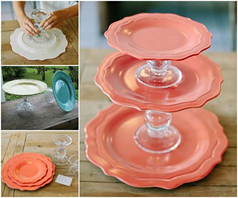 How To Make A Cake Stand From Plates And Glasses The Whoot Diy Cake
