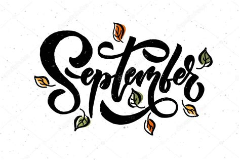 September Typography September Lettering Typography — Stock Vector