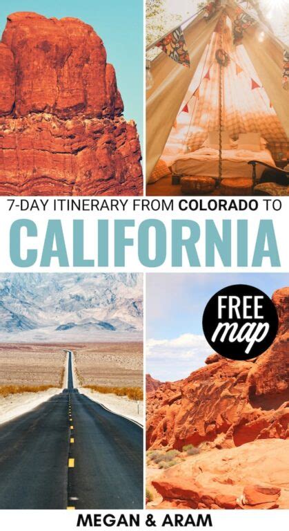 Colorado To California Road Trip 5 States In 7 Days Map